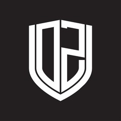 DZ Logo monogram with emblem shield design isolated on black background