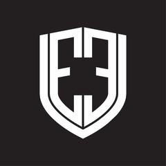 EE Logo monogram with emblem shield design isolated on black background
