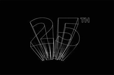 25th Calligraphic 3d Style Text Vector illustration Design.