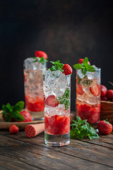 Mojito cocktail with strawberry