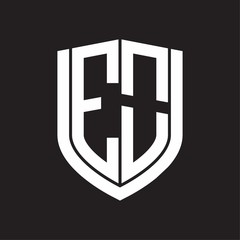 EO Logo monogram with emblem shield design isolated on black background