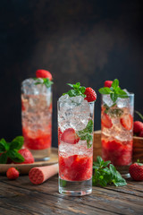 Mojito cocktail with strawberry