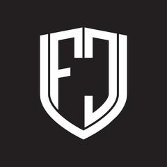 FC Logo monogram with emblem shield design isolated on black background