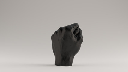 Black Raised Clenched Fist Anti Fascist 3 Quarter View 3d illustration 3d render 