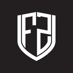 FZ Logo monogram with emblem shield design isolated on black background