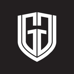 GG Logo monogram with emblem shield design isolated on black background