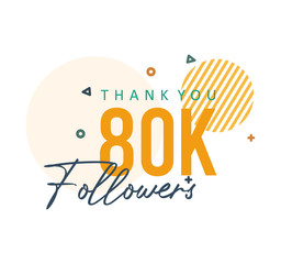 Set of numbers for Thanks followers design 80K
