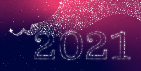 happy new year vector graphic 2021 with stars and lettering