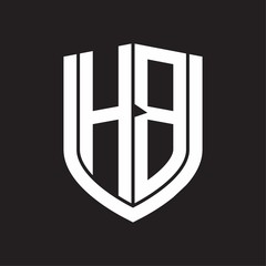 HB Logo monogram with emblem shield design isolated on black background