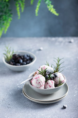 ice cream with frozen blueberry