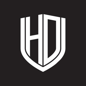 HD Logo monogram with emblem shield design isolated on black background