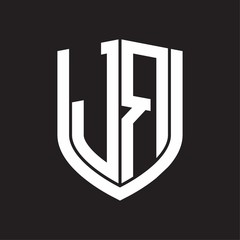 JR Logo monogram with emblem shield design isolated on black background