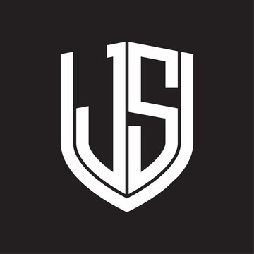 JS Logo monogram with emblem shield design isolated on black background