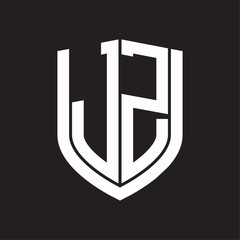 JZ Logo monogram with emblem shield design isolated on black background