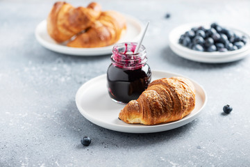 croissant and blueberry jam