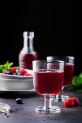 Glasses of a red berry juice