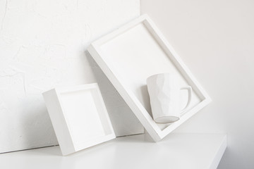 Abstract collection of different white objects, modern minimal decor