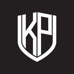 KP Logo monogram with emblem shield design isolated on black background