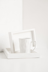 Abstract collection of different white objects, modern minimal decor