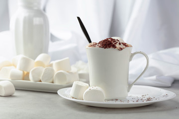 Hot chocolate with marshmallows .