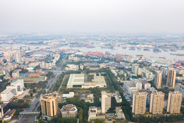 Fototapeta na wymiar Aerial photo of Guangzhou port, East Industrial Zone, Guangzhou, China