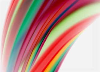 Wave lines abstract background, smooth silk design with rainbow style colors. Liquid fluid color waves. Vector Illustration