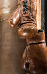 Leather Boxing Gloves Hanging