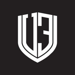 UE Logo monogram with emblem shield design isolated on black background