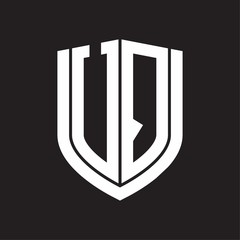 UQ Logo monogram with emblem shield design isolated on black background