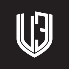 VE Logo monogram with emblem shield design isolated on black background