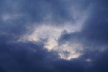 Cloudy evening and morning sky with blue, white deep and grey texture