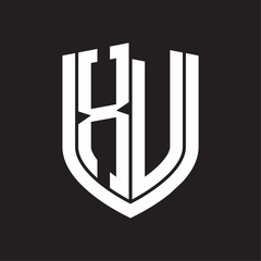 XV Logo monogram with emblem shield design isolated on black background