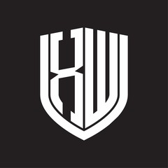 XW Logo monogram with emblem shield design isolated on black background