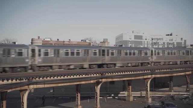 Chicago Train passing by Wide shot