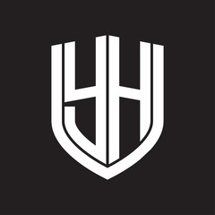YH Logo monogram with emblem shield design isolated on black background