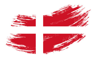 Danish flag grunge brush background. Vector illustration.