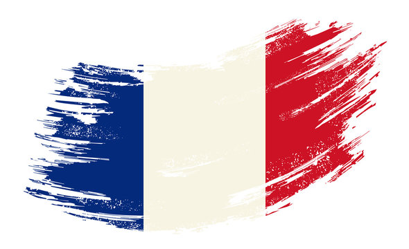 French flag grunge brush background. Vector illustration.