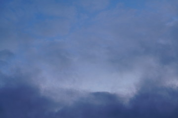 Fototapeta na wymiar Blue evening sky with some cumulus clouds