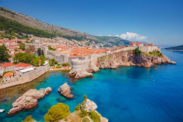 Gardinen Sommer Aerial view at famous city of Dubrovnik. Croatia, South Dalmatia, Europe.  © Leonid Tit