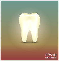 Yellowish and unhealthy tooth in vector