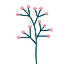 Hand drawn tree branches leaves Vector Illustration