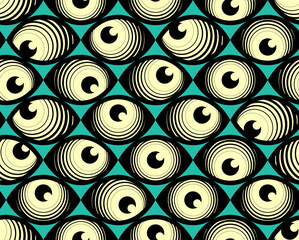 Seamless background with eyes looking in different directions.  For the design of fabrics, wrappers, interiors, etc.