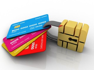 3d illustration credit card with lock