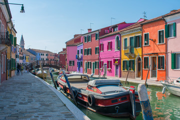 Naklejka na ściany i meble Colorful houses in the streets of burano island Venice