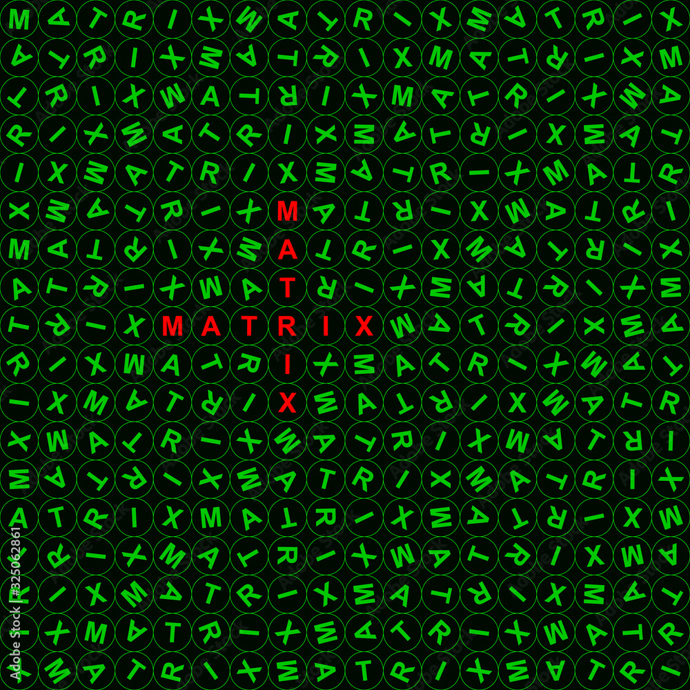 Poster Repeated word Matrix in lines like green color design