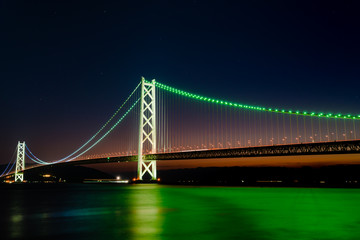 明石海峡大橋のライトアップ