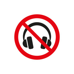 No headphones sign on white background.