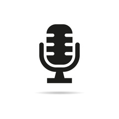 Microphone icon on white background.