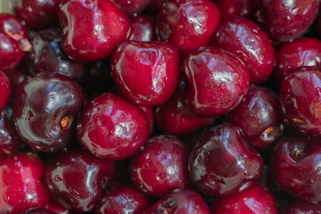 Red ripe sweet fresh cherry background