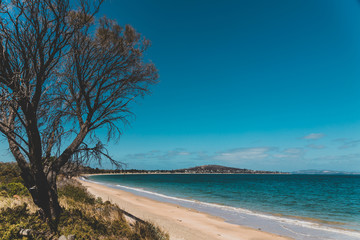 landscape in South Arm Beach near Opossum Bay on a sunny summer day with nobody on the beach